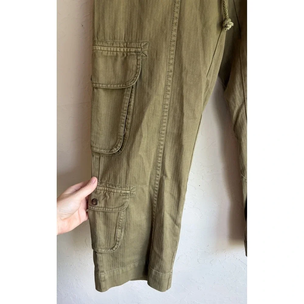 Free People Tahiti Cargo Pants XS NWT Green Dried Herb Baggy Utility Pull On
